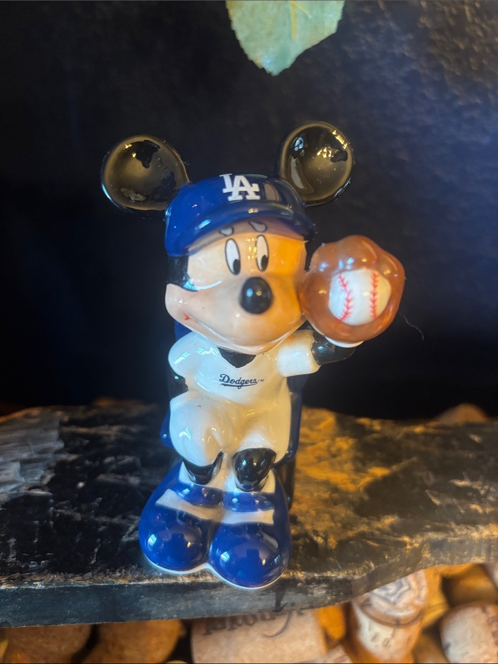 Ceramic Dodgers Mickey Mouse salt or pepper shaker